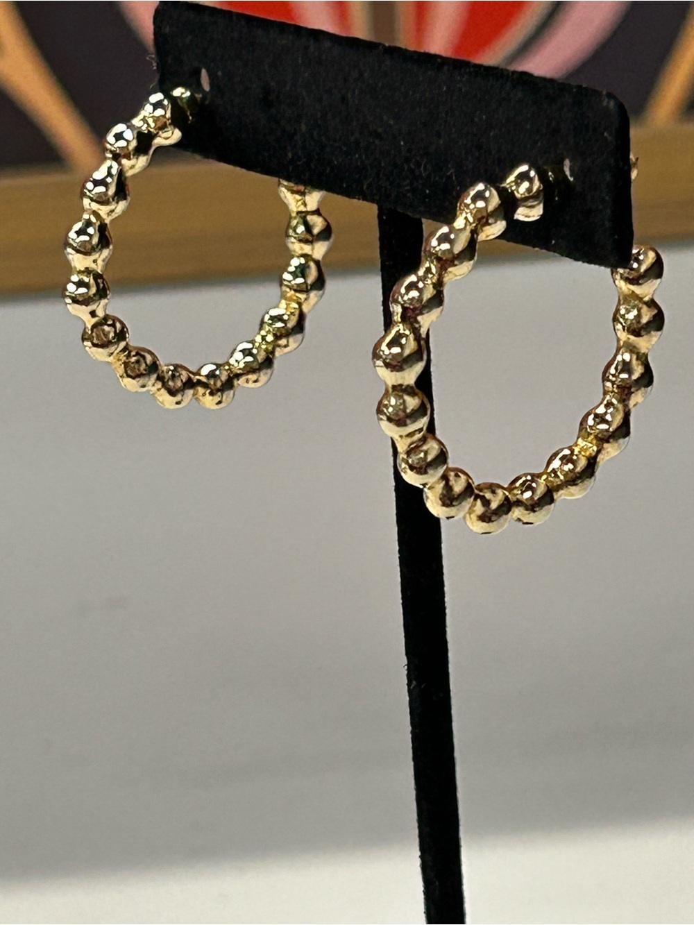Gold plated bubble hoop earrings